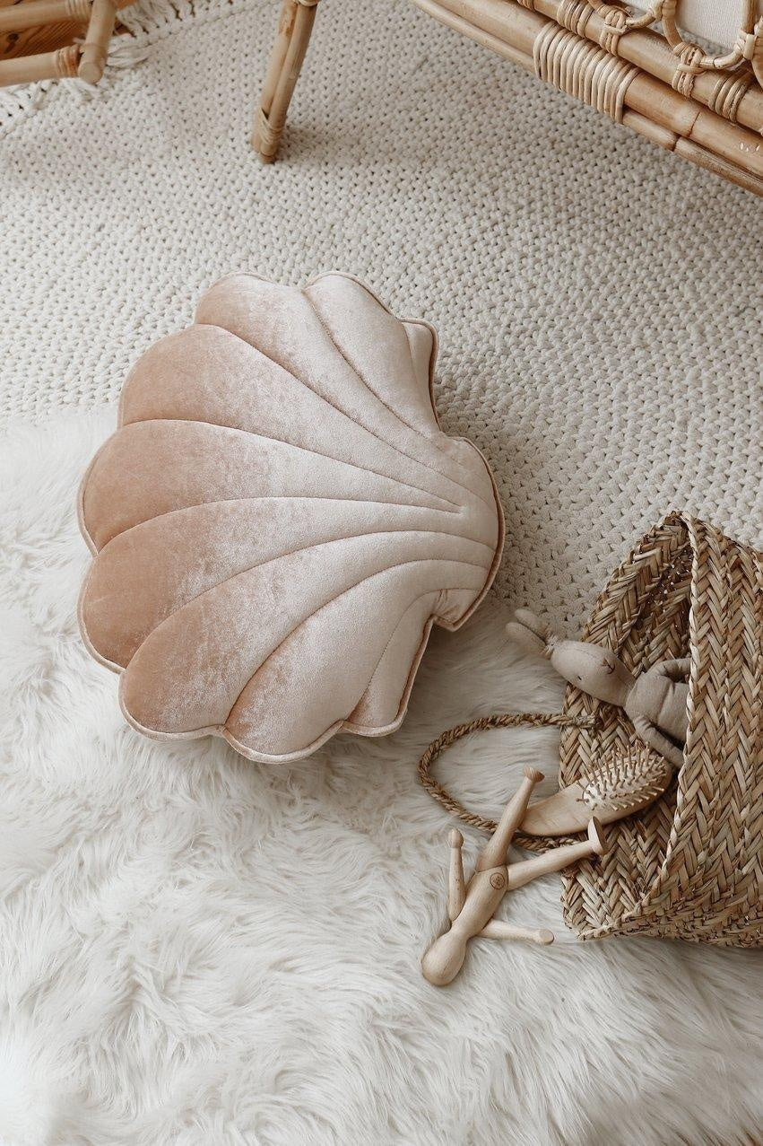 Velvet Beige Pearl Shell Pillow