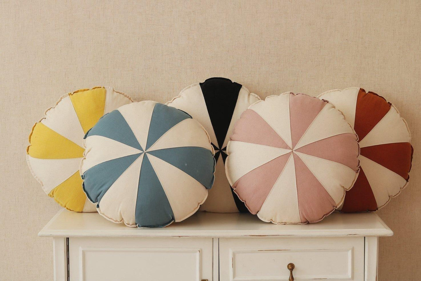 Blue Circus Round Patchwork Pillow