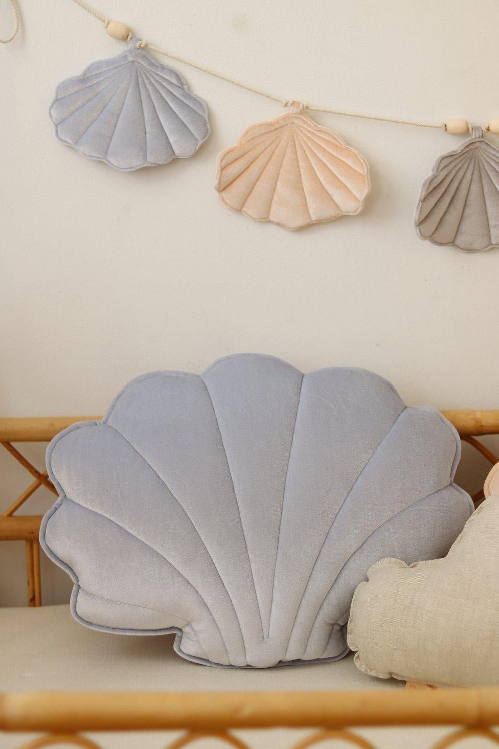 Velvet Blue Pearl Shell Pillow