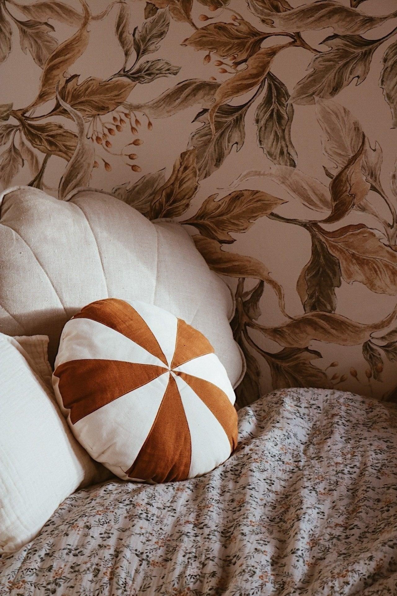 Caramel Circus Round Patchwork Pillow