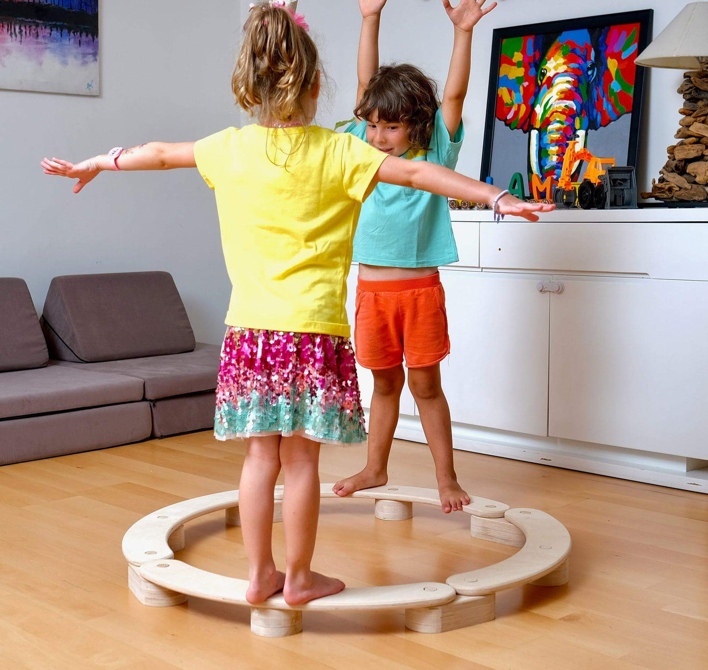 Circular Wooden Balance Beam Set | Montessori