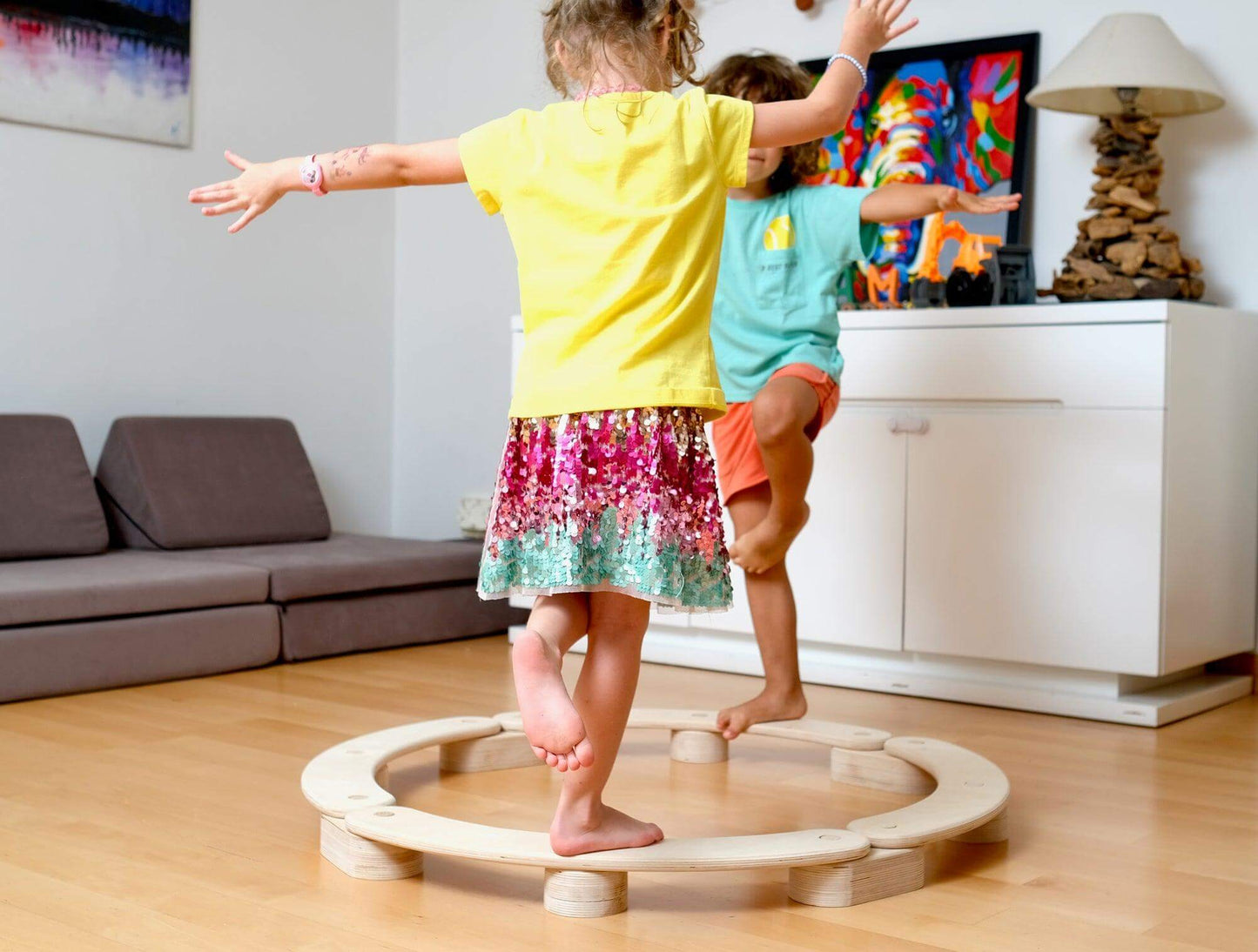 Circular Wooden Balance Beam Set | Montessori