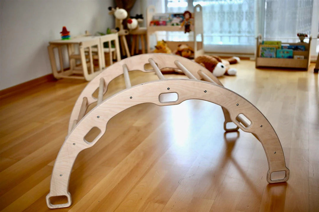 Climbing Arch Rocker with Gray Dinosaur Cushion - Oliver Ruffus