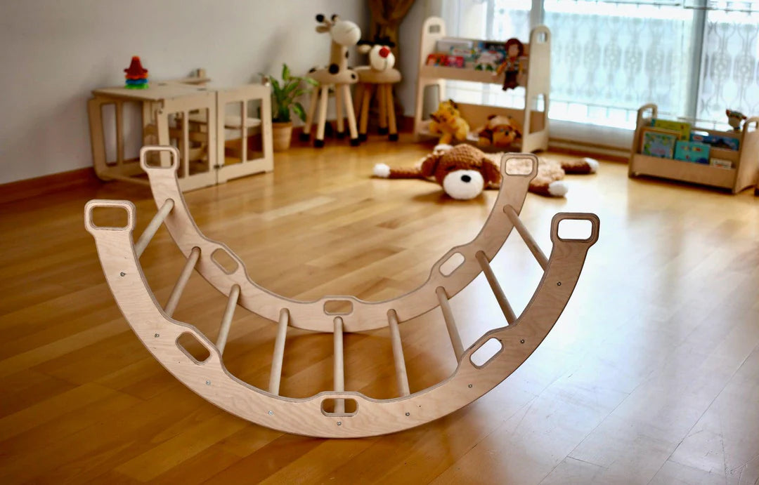 Climbing Arch Rocker with Gray Dinosaur Cushion - Oliver Ruffus