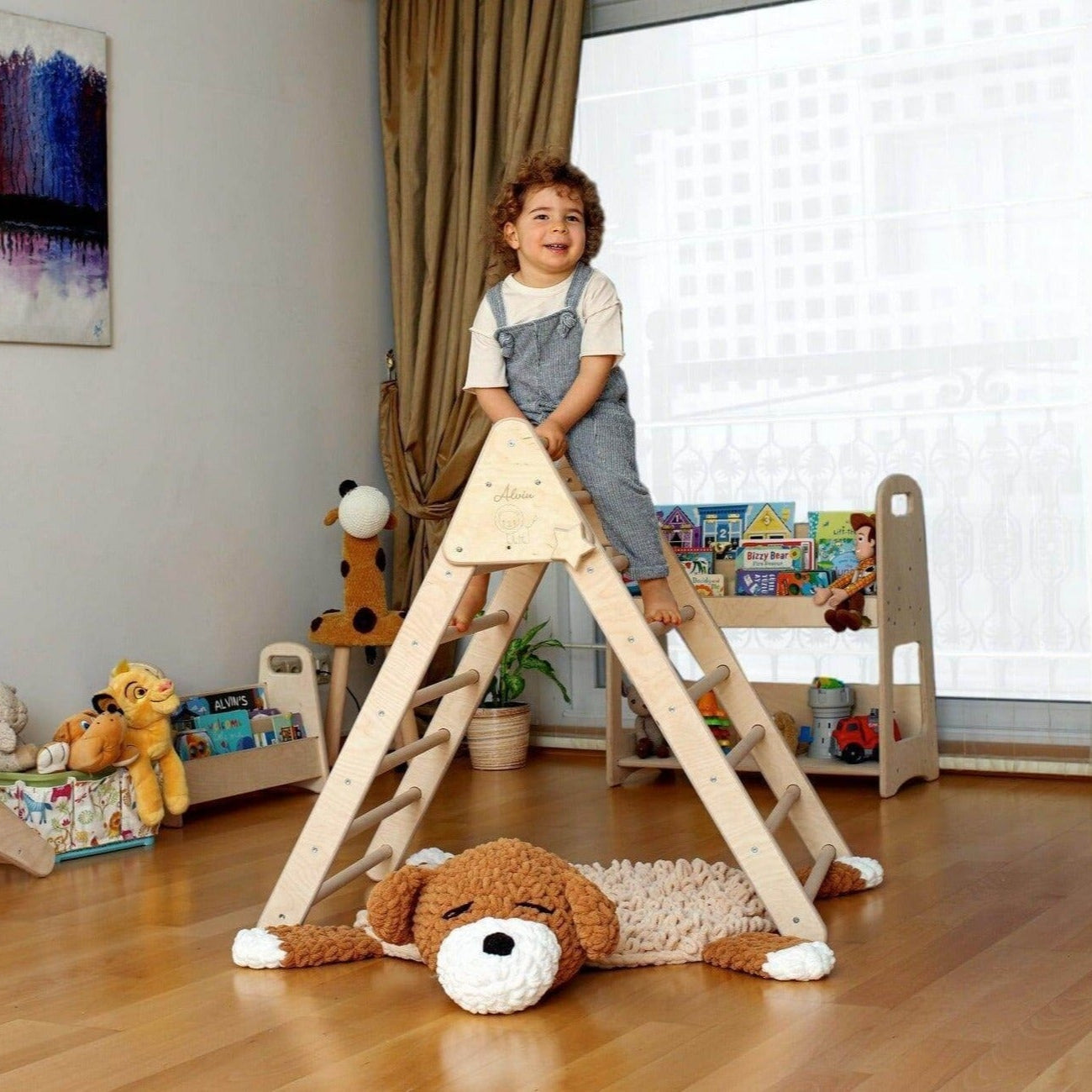 4 Pieces Climbing Set - Climbing Triangle, Arch Rocker, Pillow, and 2in1 Ramp