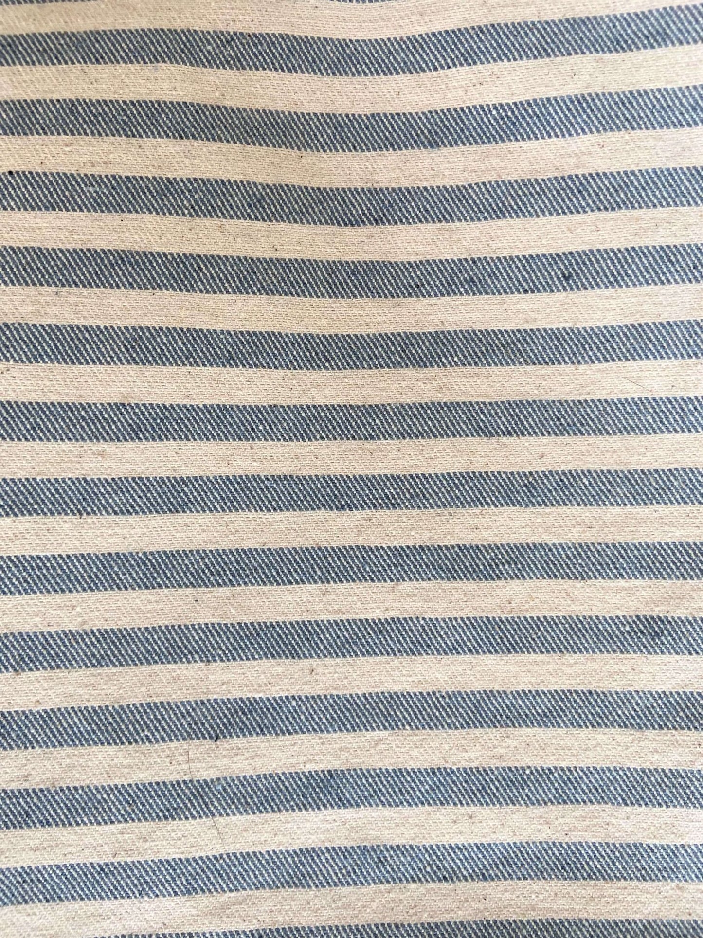 White and Blue Stripe Pillow Cover with Tassels