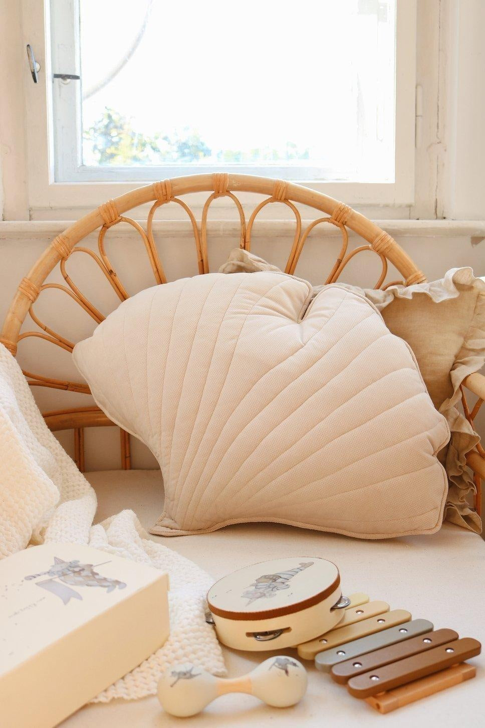 Velvet Cream Ginkgo Leaf Pillow