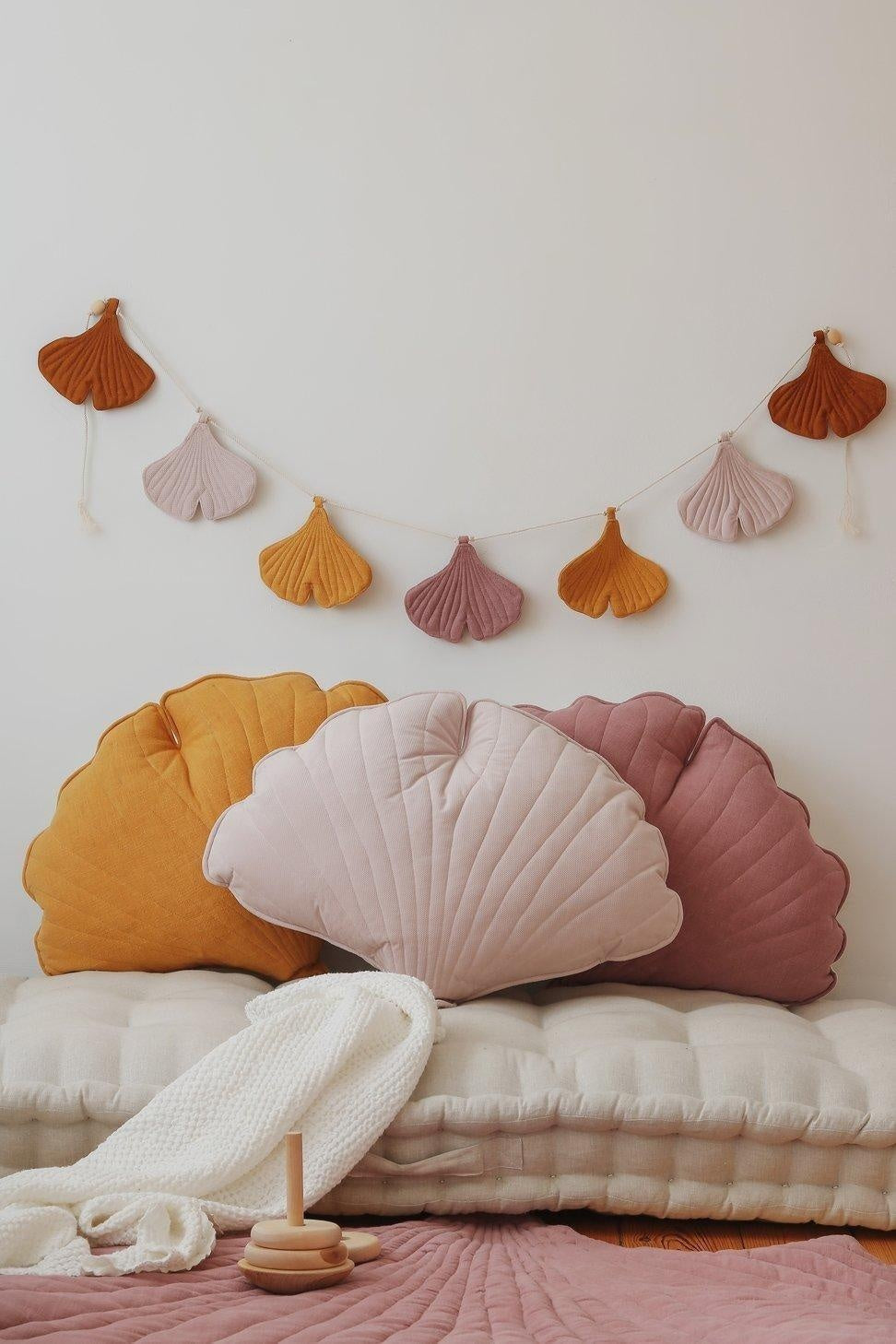 Velvet Cream Ginkgo Leaf Pillow