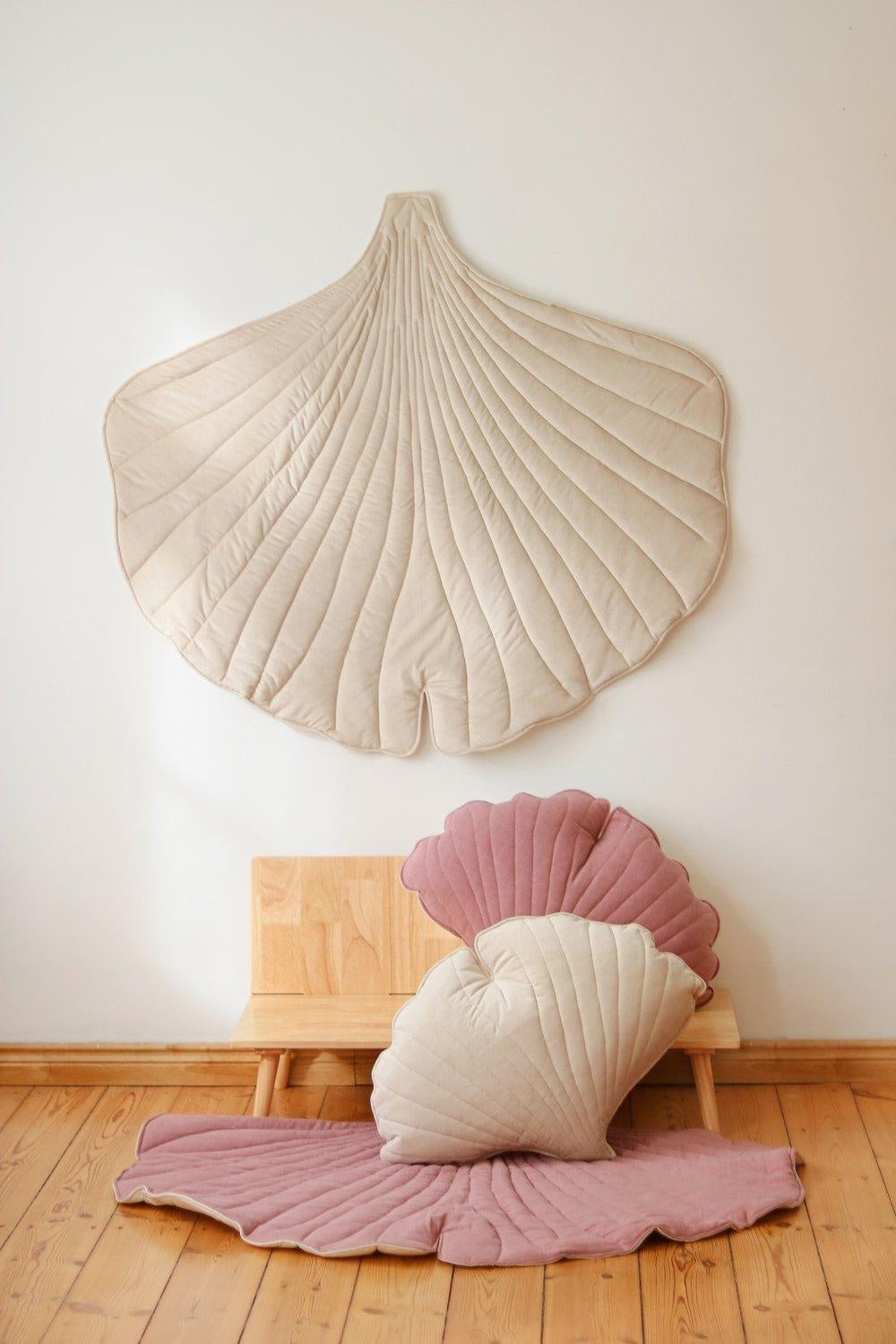 Velvet Cream Ginkgo Leaf Pillow