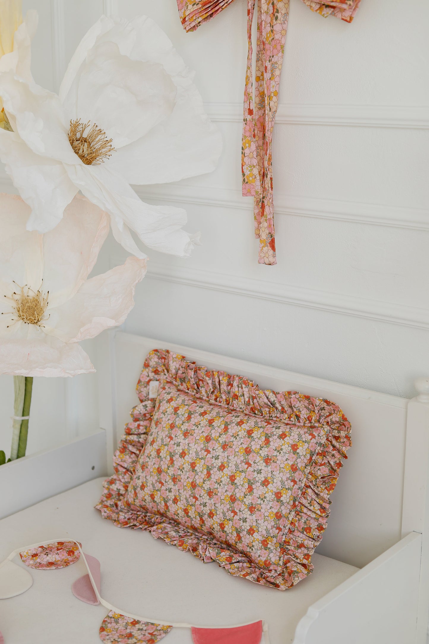 "Green Garden" Pillow with Frill