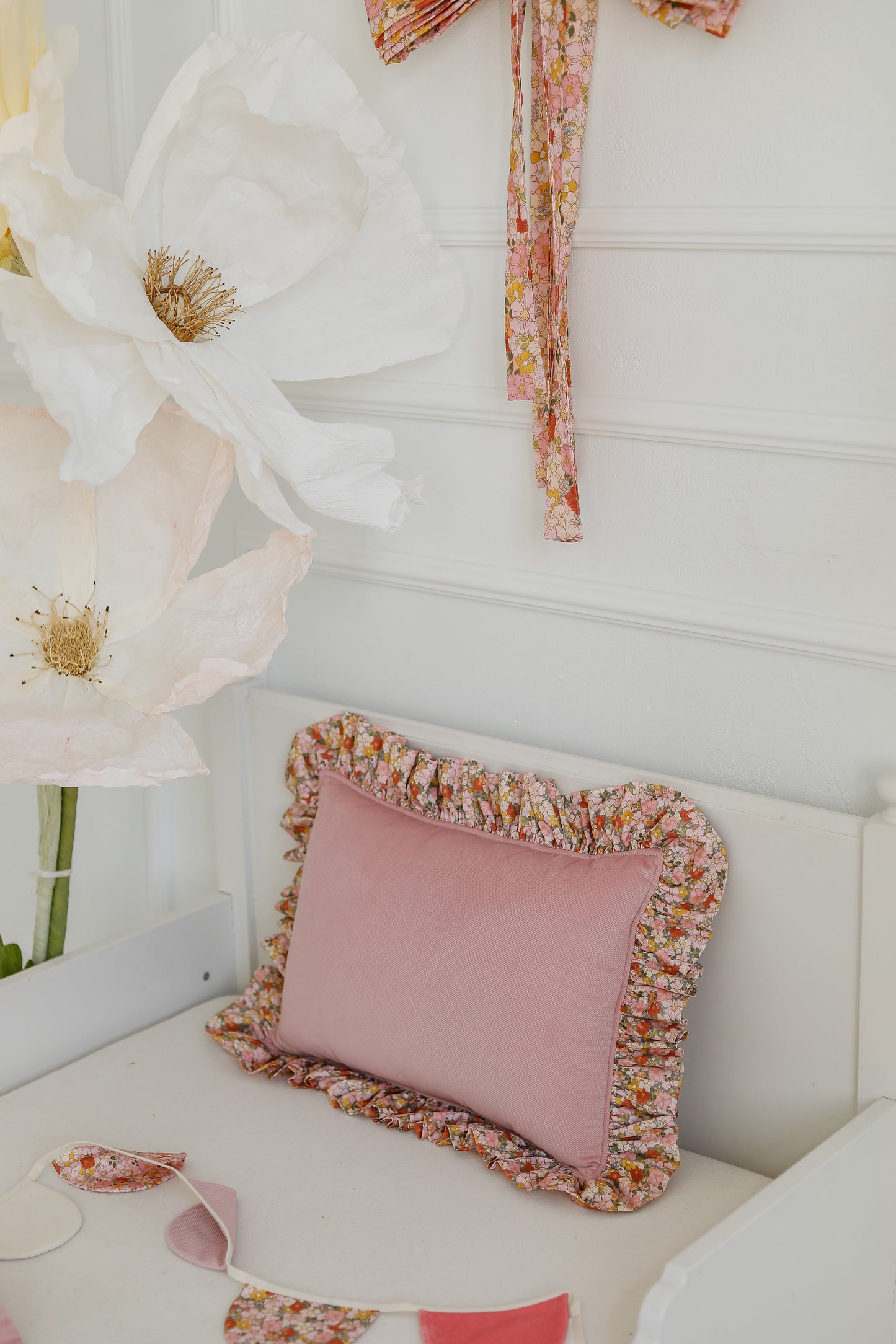 "Green Garden" Pillow with Frill