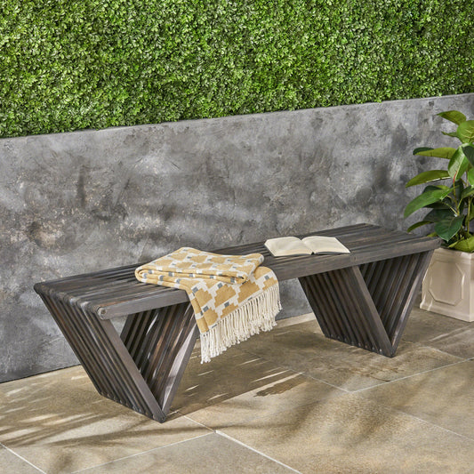 Modern Triangular Leg Outdoor Bench