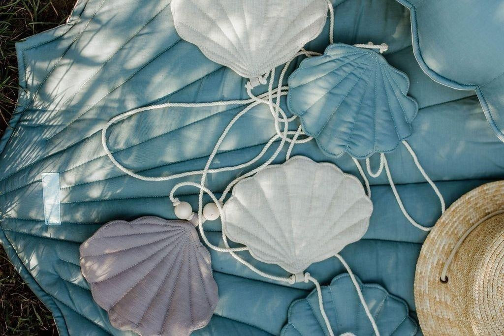 Linen “ Blue” Garland with Shells