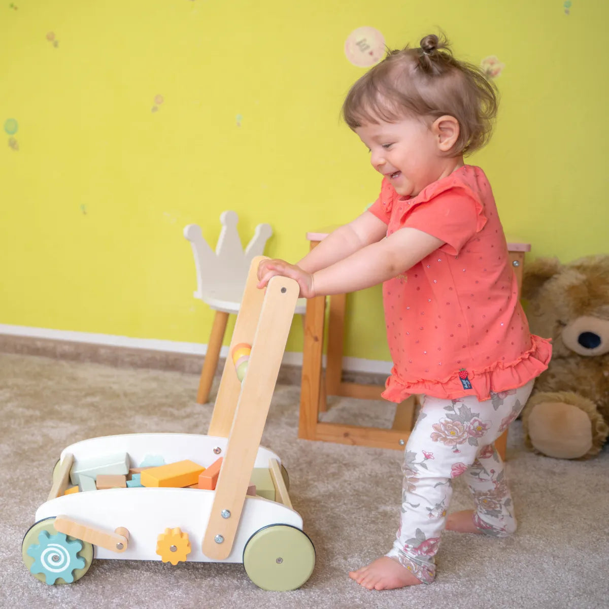 Baby Push Walker Toy with Blocks - Oliver Ruffus