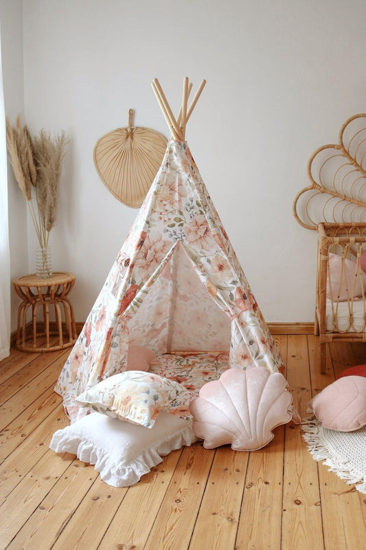 Flower power Teepee Tent and Round Mat Set