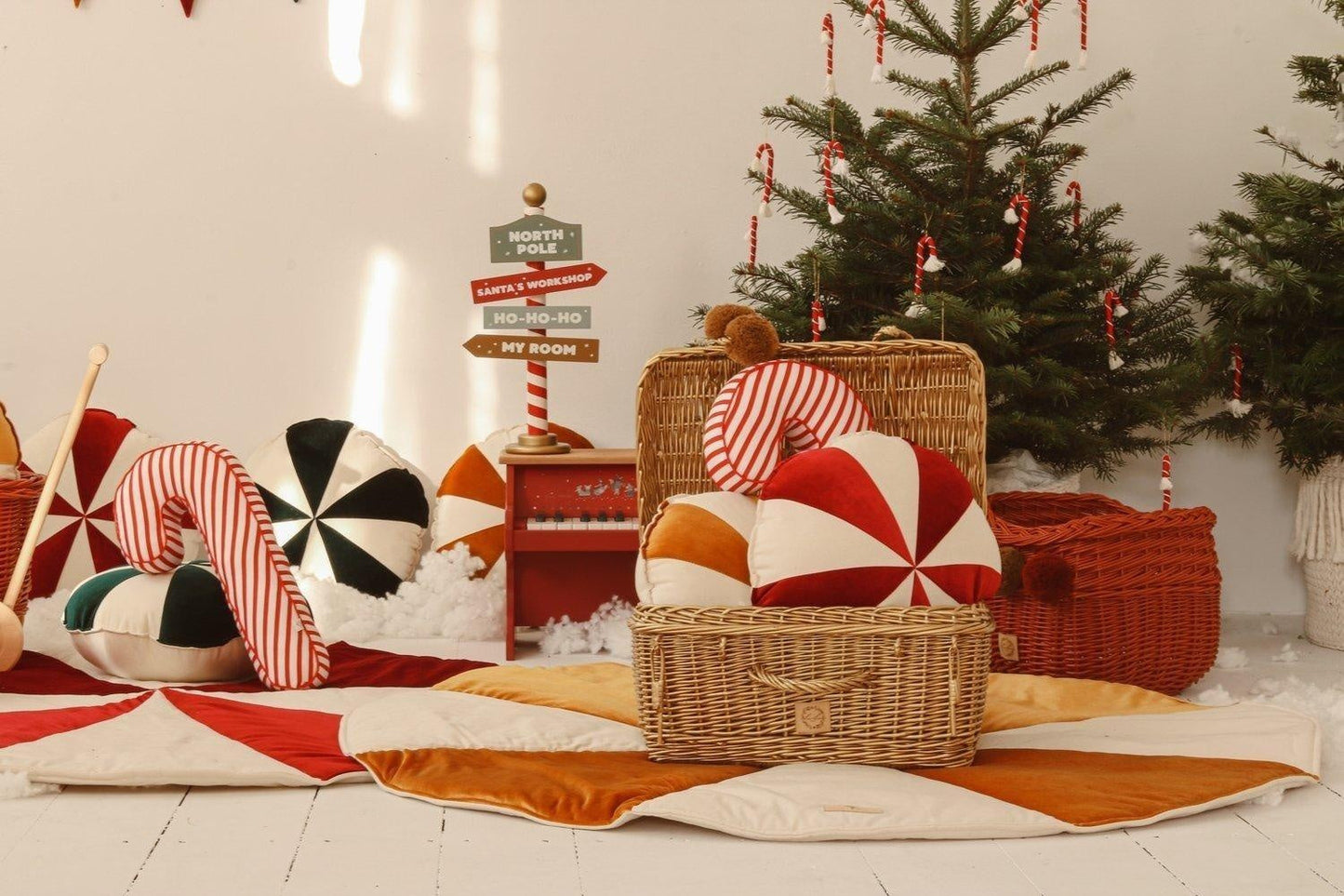 Christmas Gold Candy Round Patchwork Mat