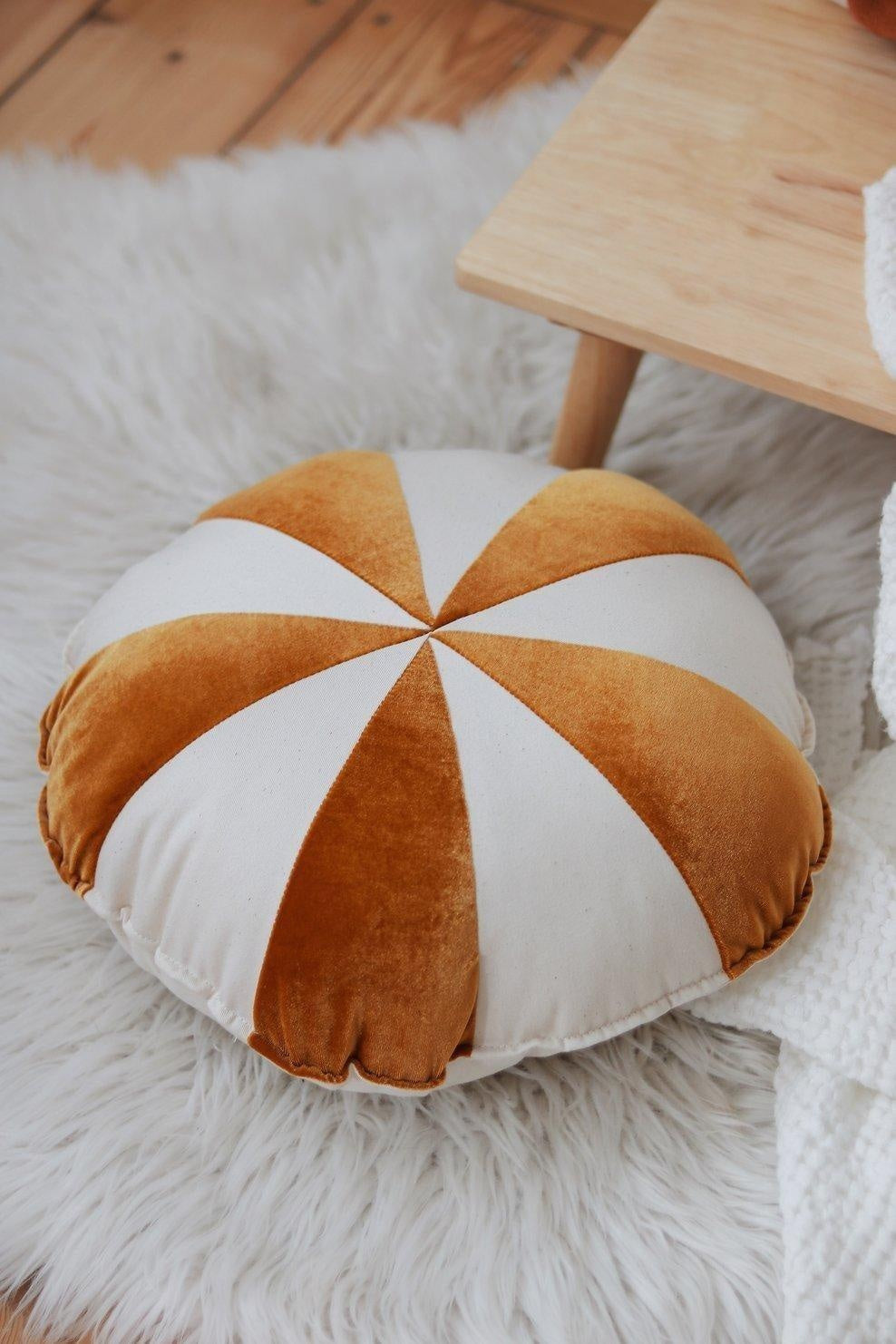 Gold Circus Round Patchwork Pillow