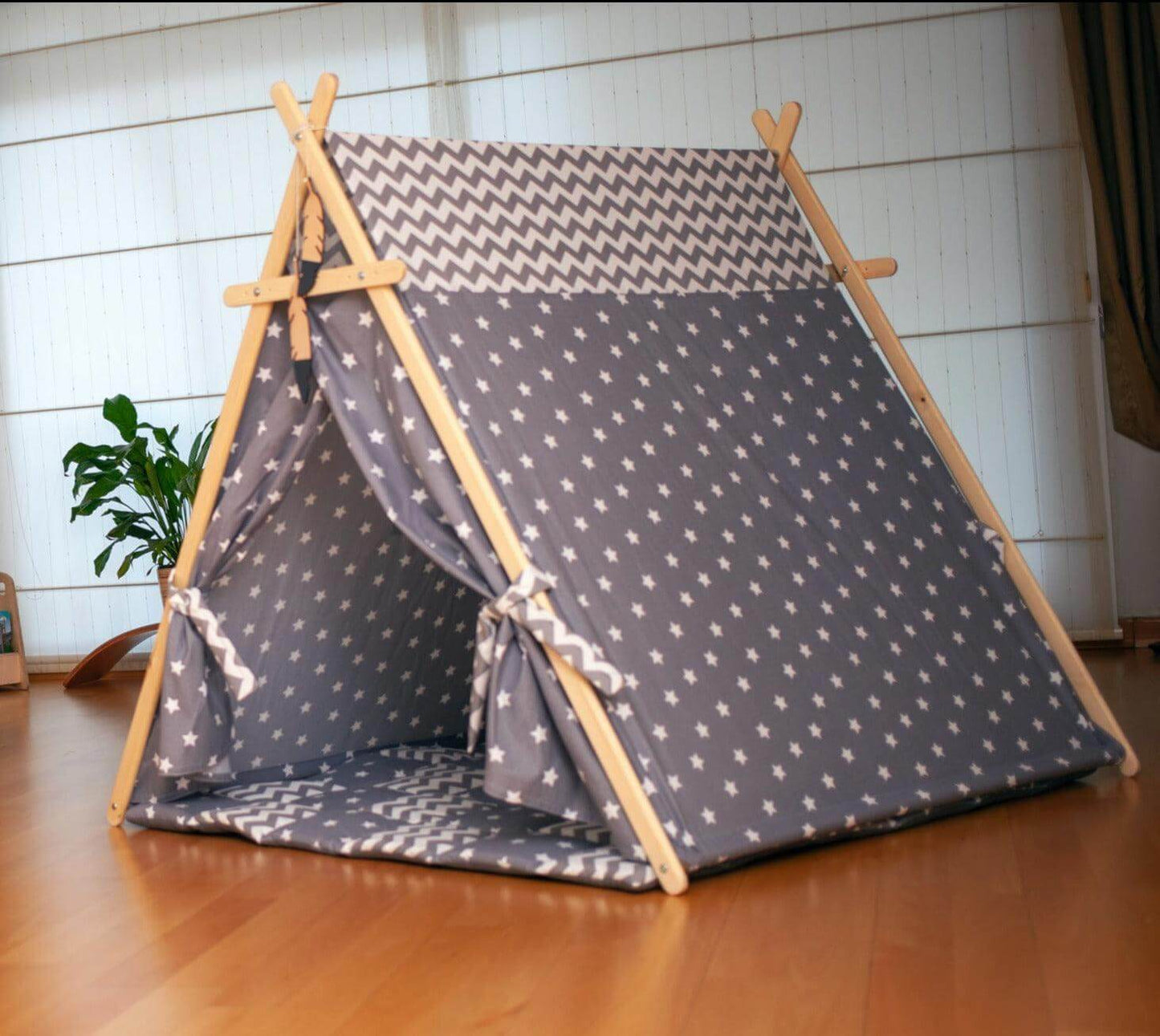 Gray Stars Play Tent and Play Mat