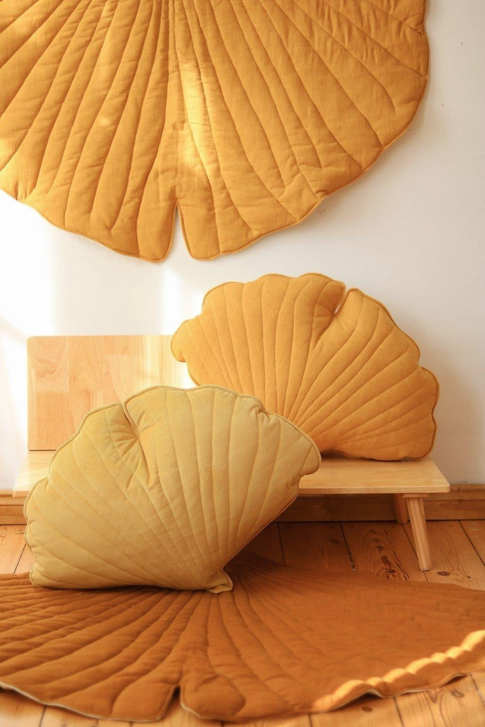 Velvet Honey Ginkgo Leaf Pillow