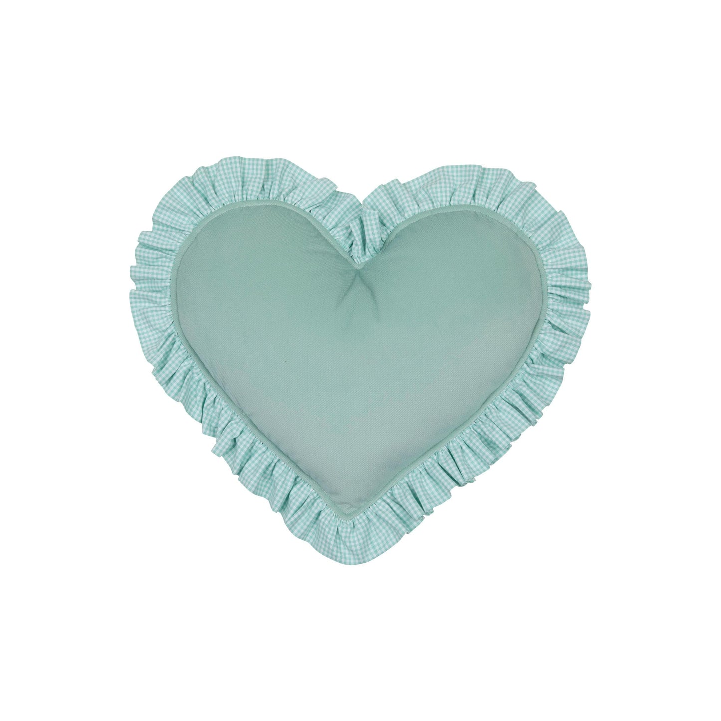 "Mint" Heart Pillow with Checkered Frill