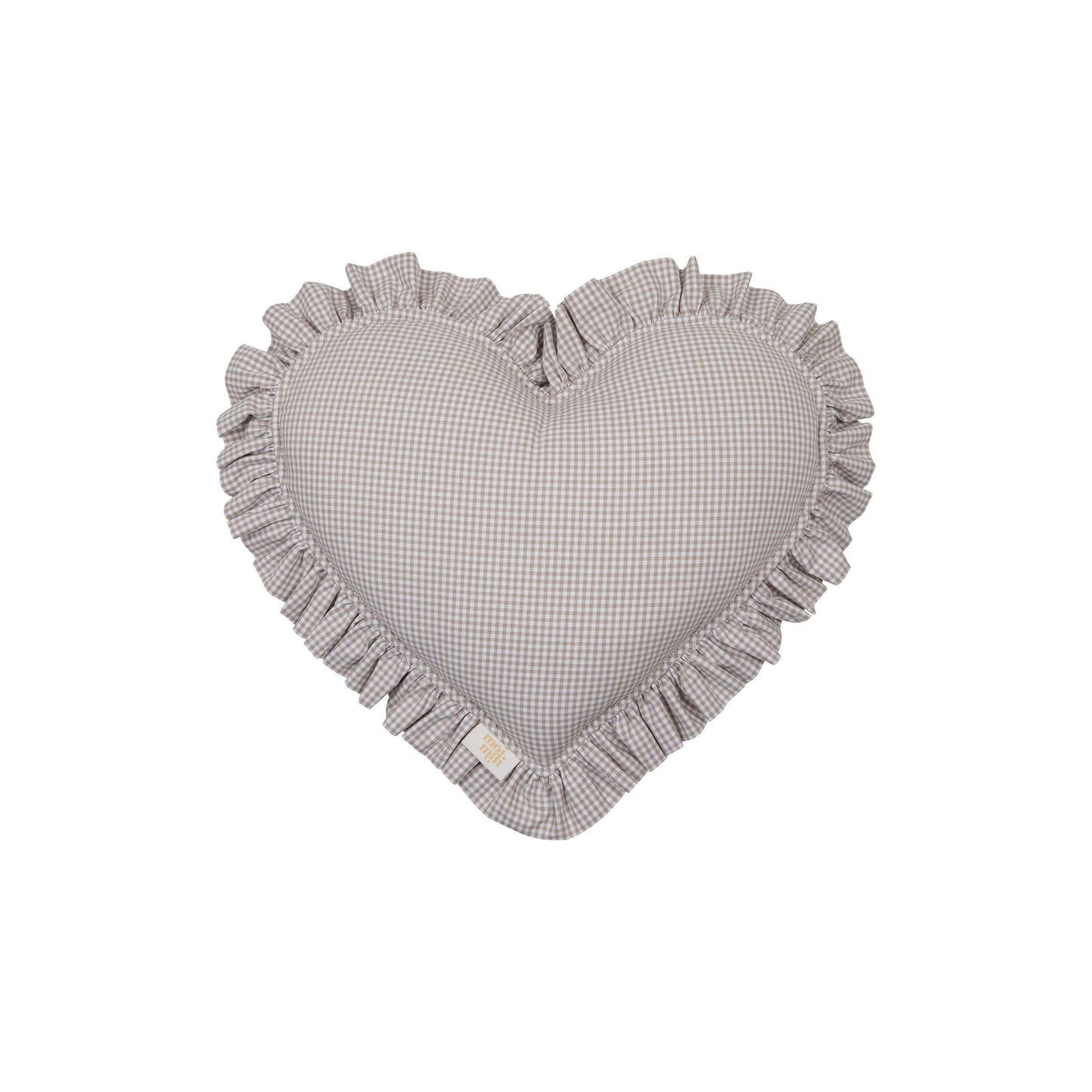 "Beige" Heart Pillow with Checkered Frill