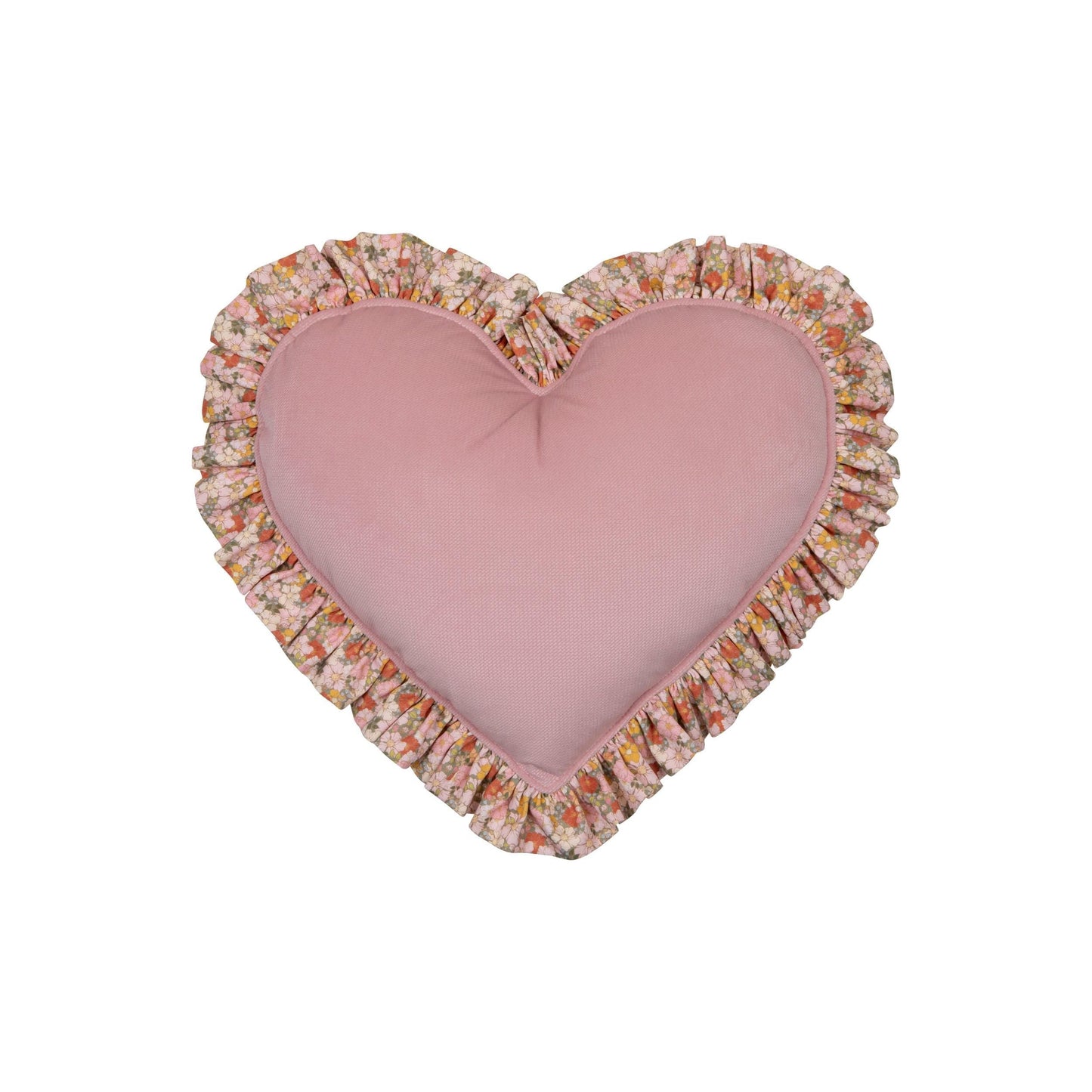 "Green Garden" Heart Pillow with Checkered Frill