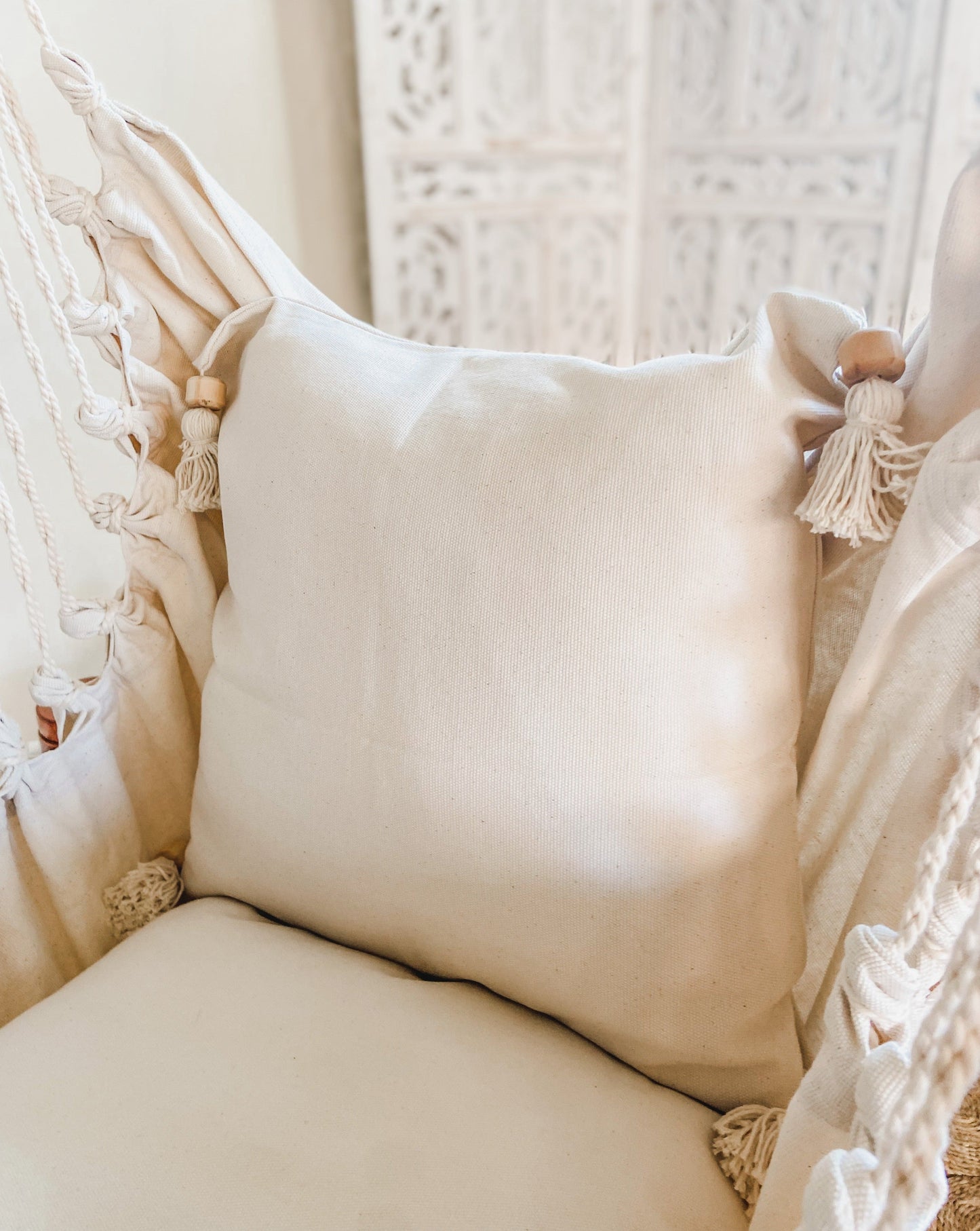 Natural White Tassel Pillow Cover | LOLA