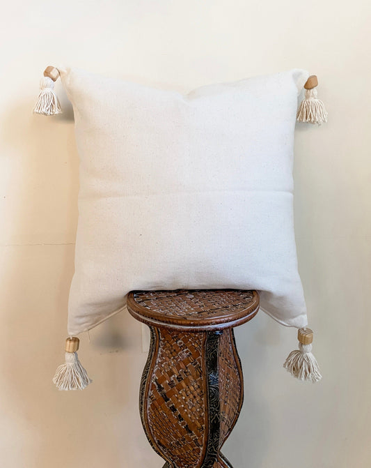 Natural White Tassel Pillow Cover | LOLA