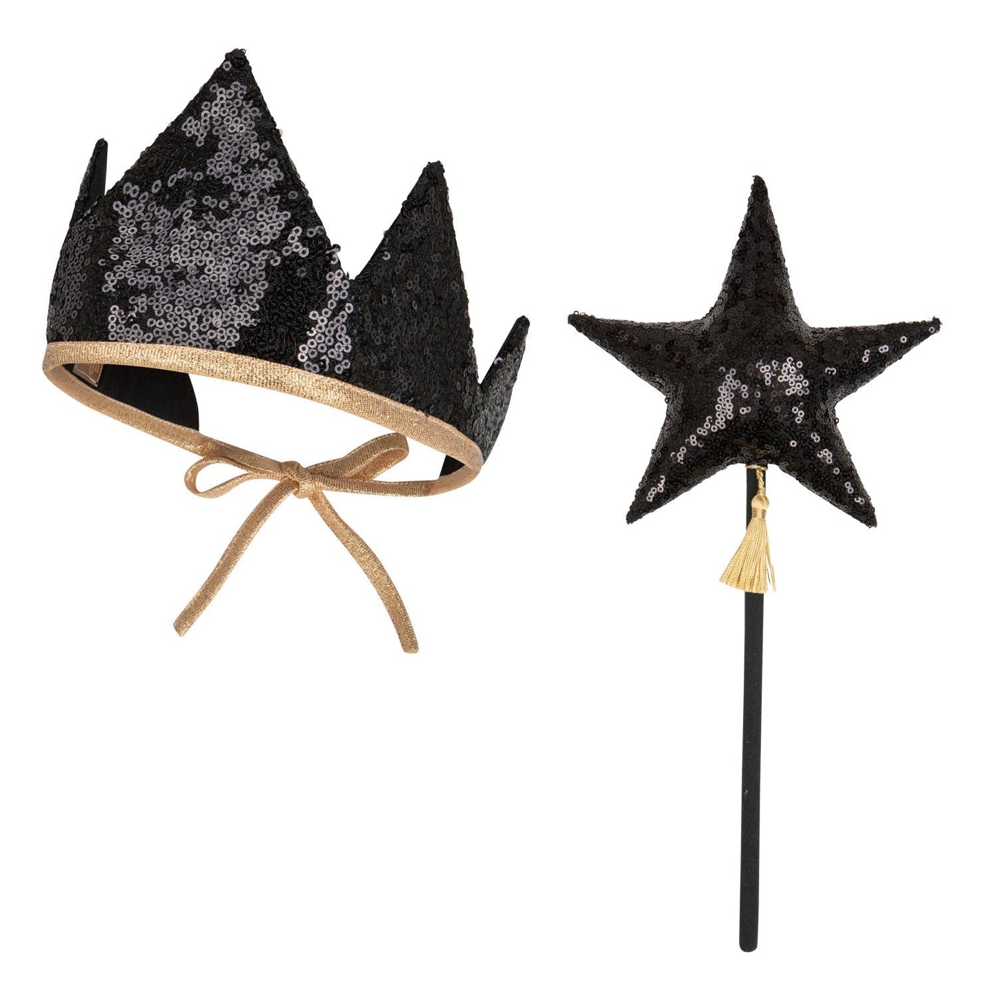 Black Sequins Crown and Wand Magic Set