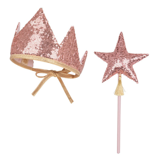 Pink Sequins Crown and Wand Magic Set