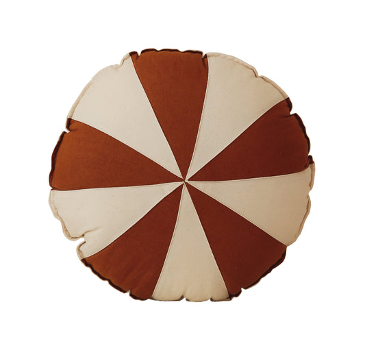 “Caramel Circus” Round Patchwork Pillow