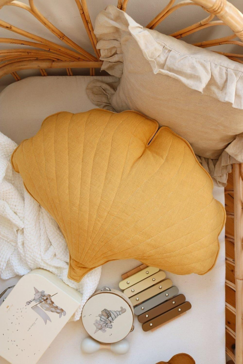 Linen Mango Ginkgo Leaf Pillow