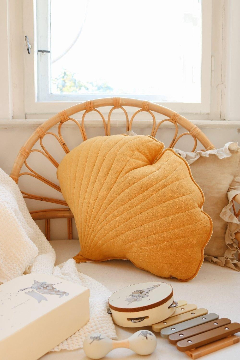 Linen Mango Ginkgo Leaf Pillow