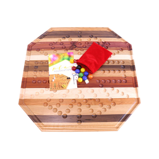 Multi-Wood Aggravation Marble Game Board Set, 24" Wide