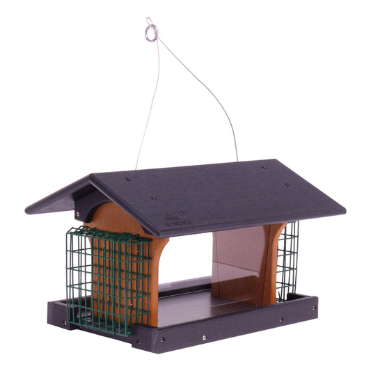 Amish-Made Deluxe Bird Feeder with Suet Holder, Made With Poly Lumber