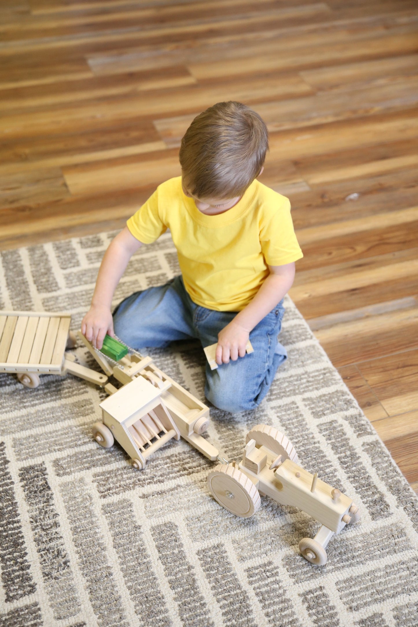 Little Farmer Toy Set - Tractor, Hay Baler, Hay Wagon and 16 Hay Bales