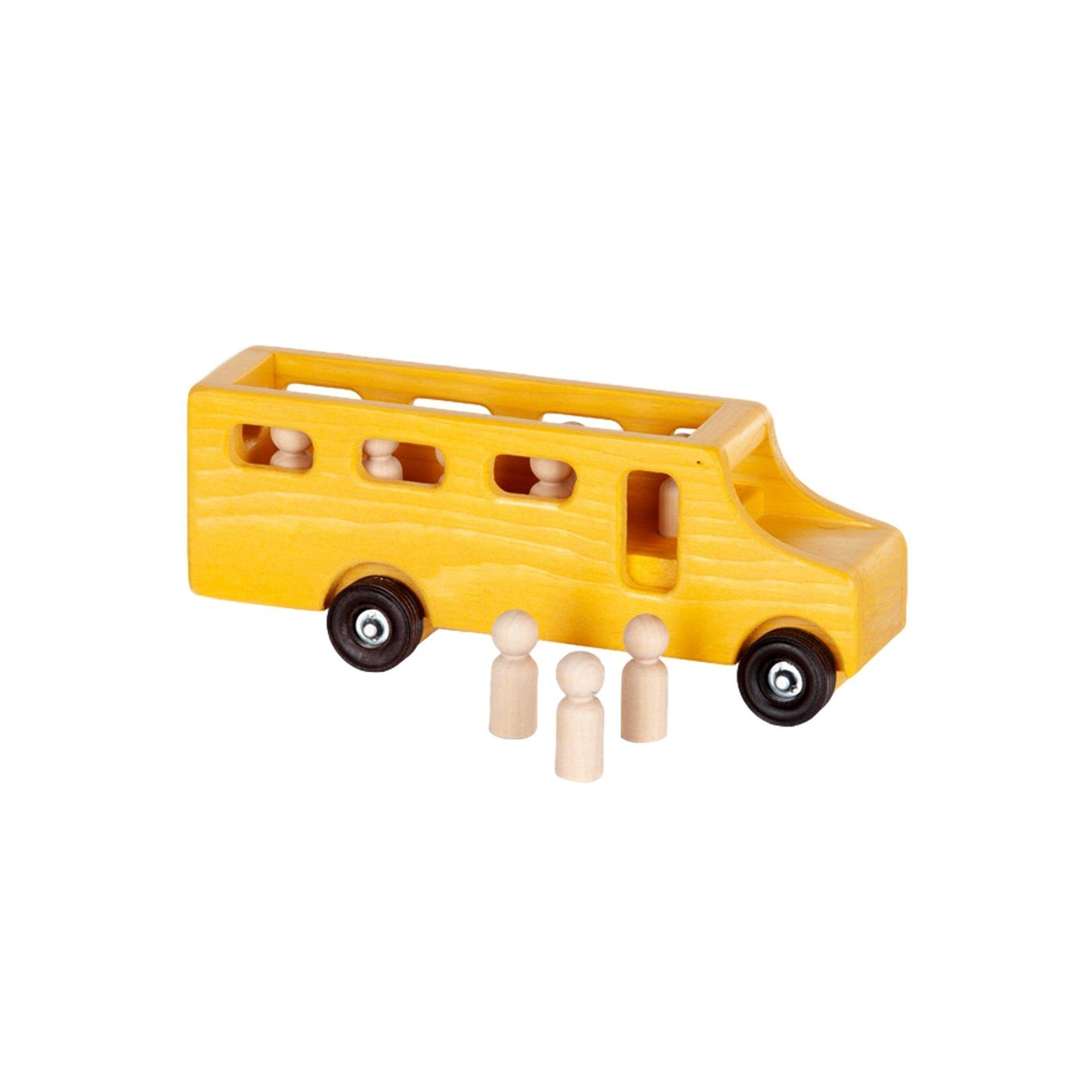 Amish-Made Wooden School Bus Toy With Little People