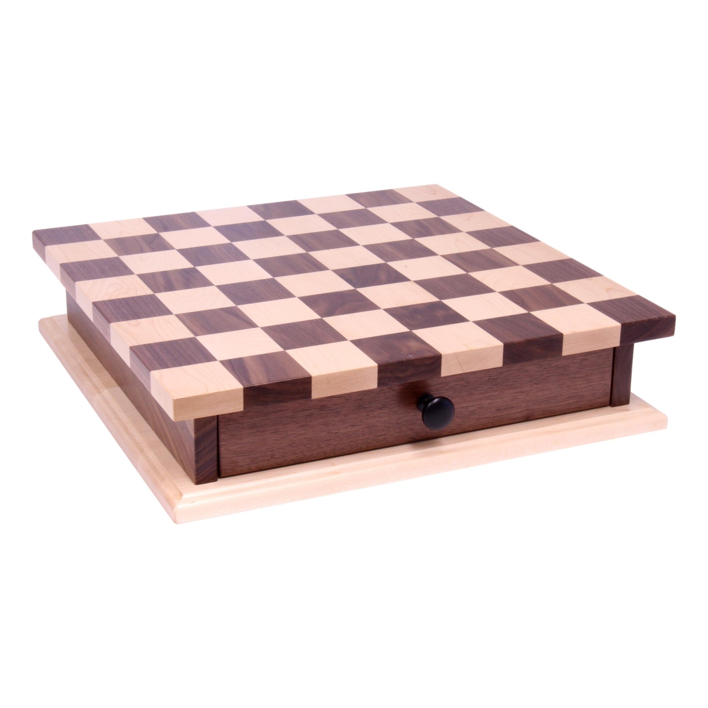 Deluxe Chess/Checkers Wooden Game Board Set - with Pullout Drawer