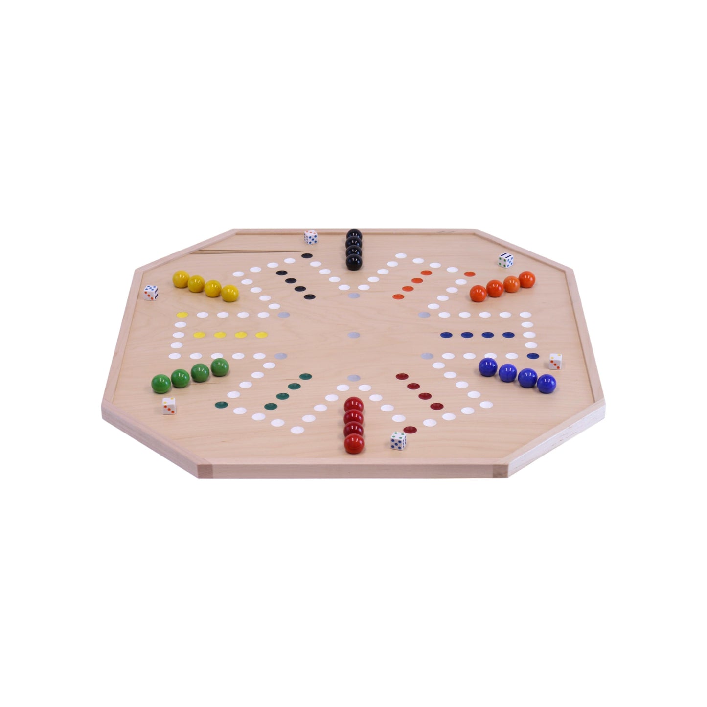 Aggravation and Chinese Checkers Combo Game Board Set - 25" Wide - Maple Wood - with Large 1" Marbles and Dice Included