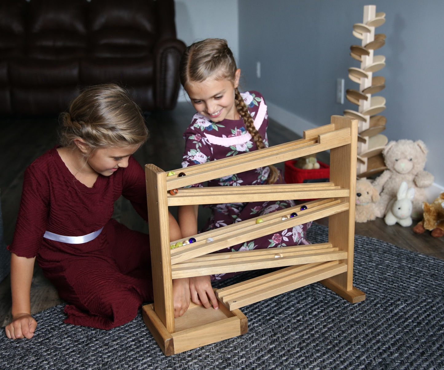 Wooden Marble Roller Racetrack Toy - Child-Safe Finish