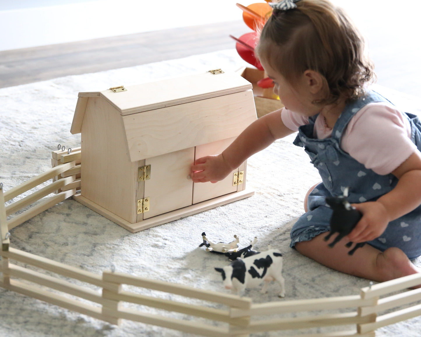 Mini Wooden Barn Toy, Hip Roof Barn Design, Amish-Made