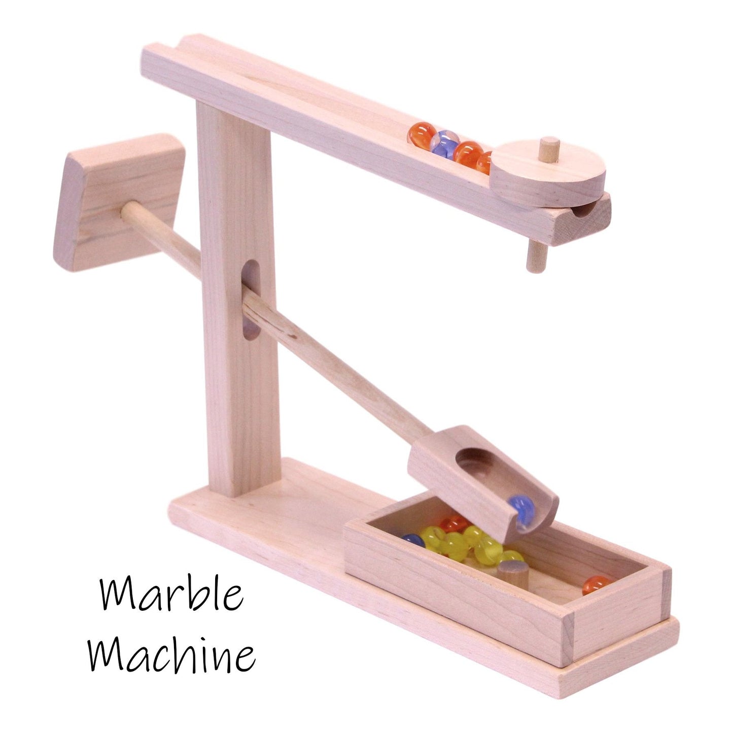 Amish-Made Wooden Marble Machine Toy, Marbles Included