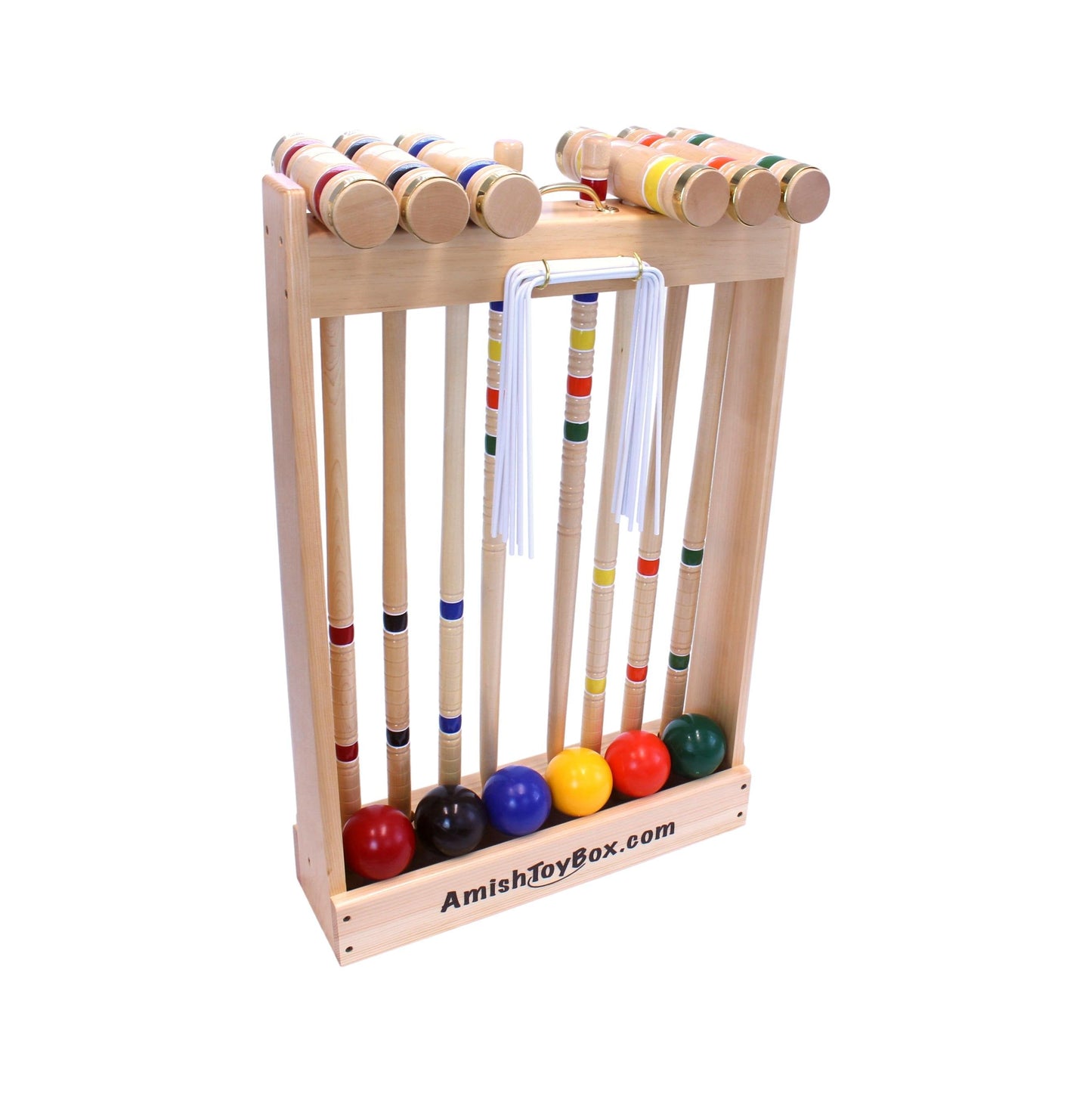 Deluxe Croquet Game Set, 6 Player, Amish-Made, With Wooden Holder