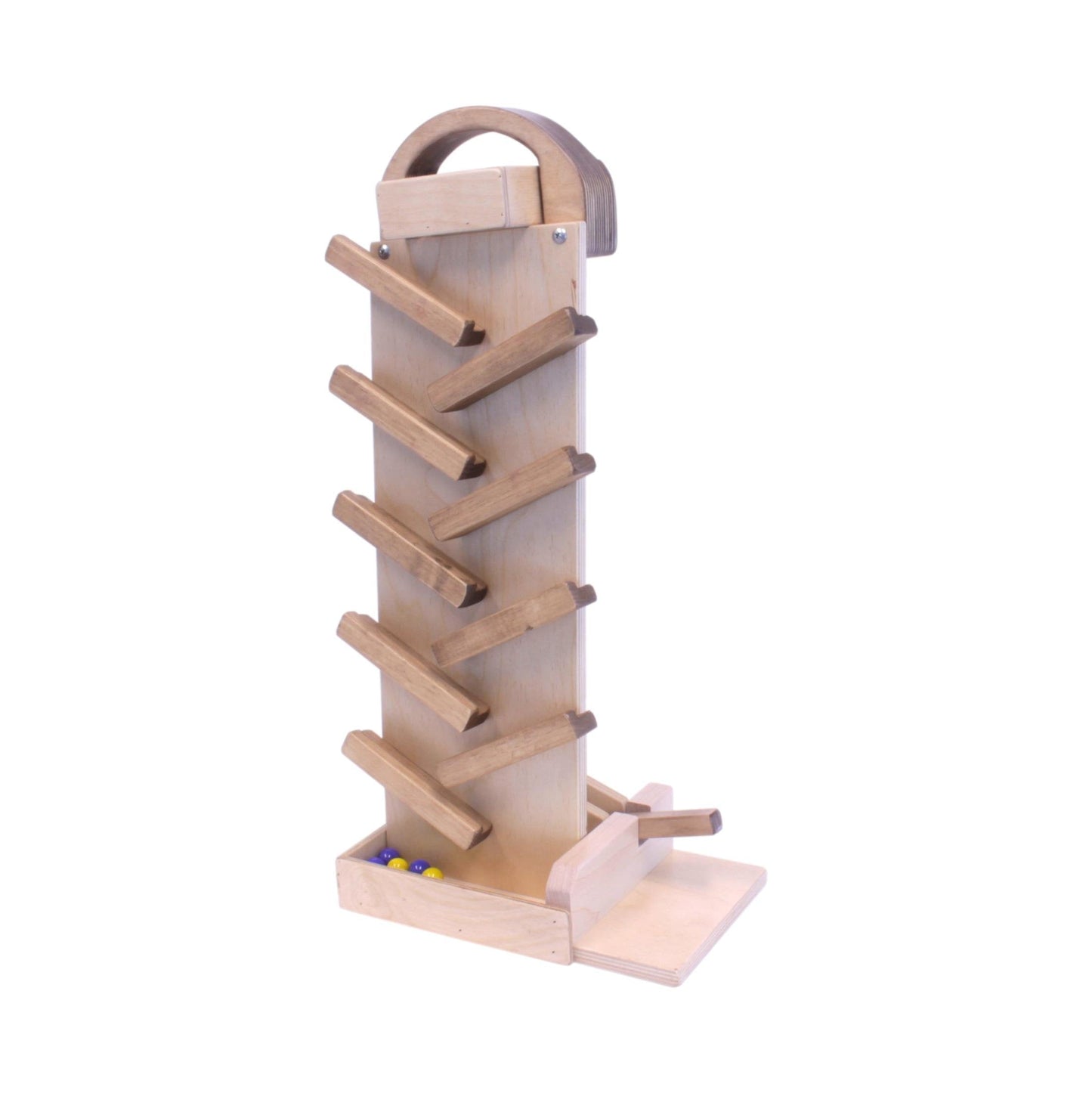 NEW! Wooden Marble Launcher Toy with Glass Marbles, Amish-Made