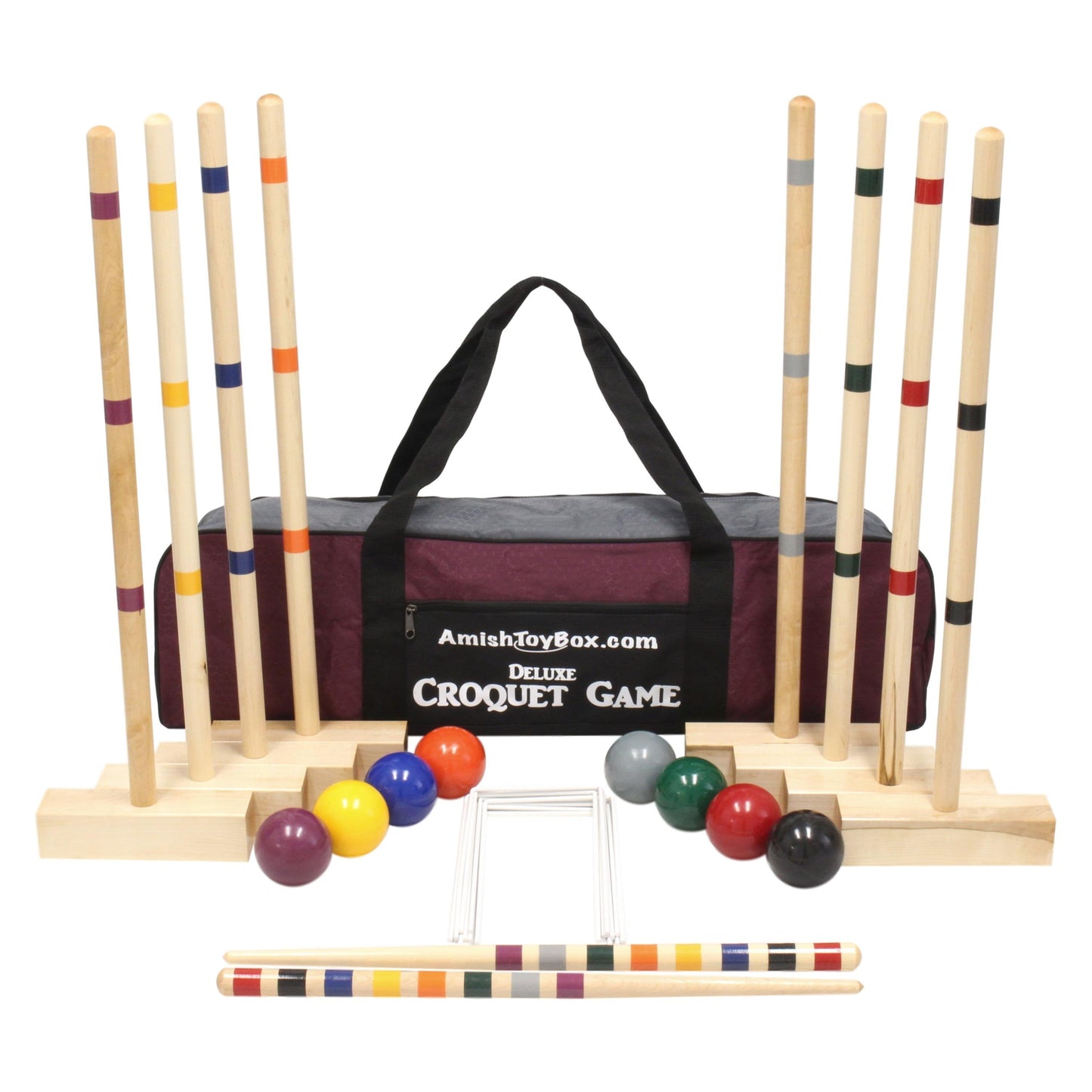 Family Tradition Croquet Set, 8-Player Wooden Croquet Game