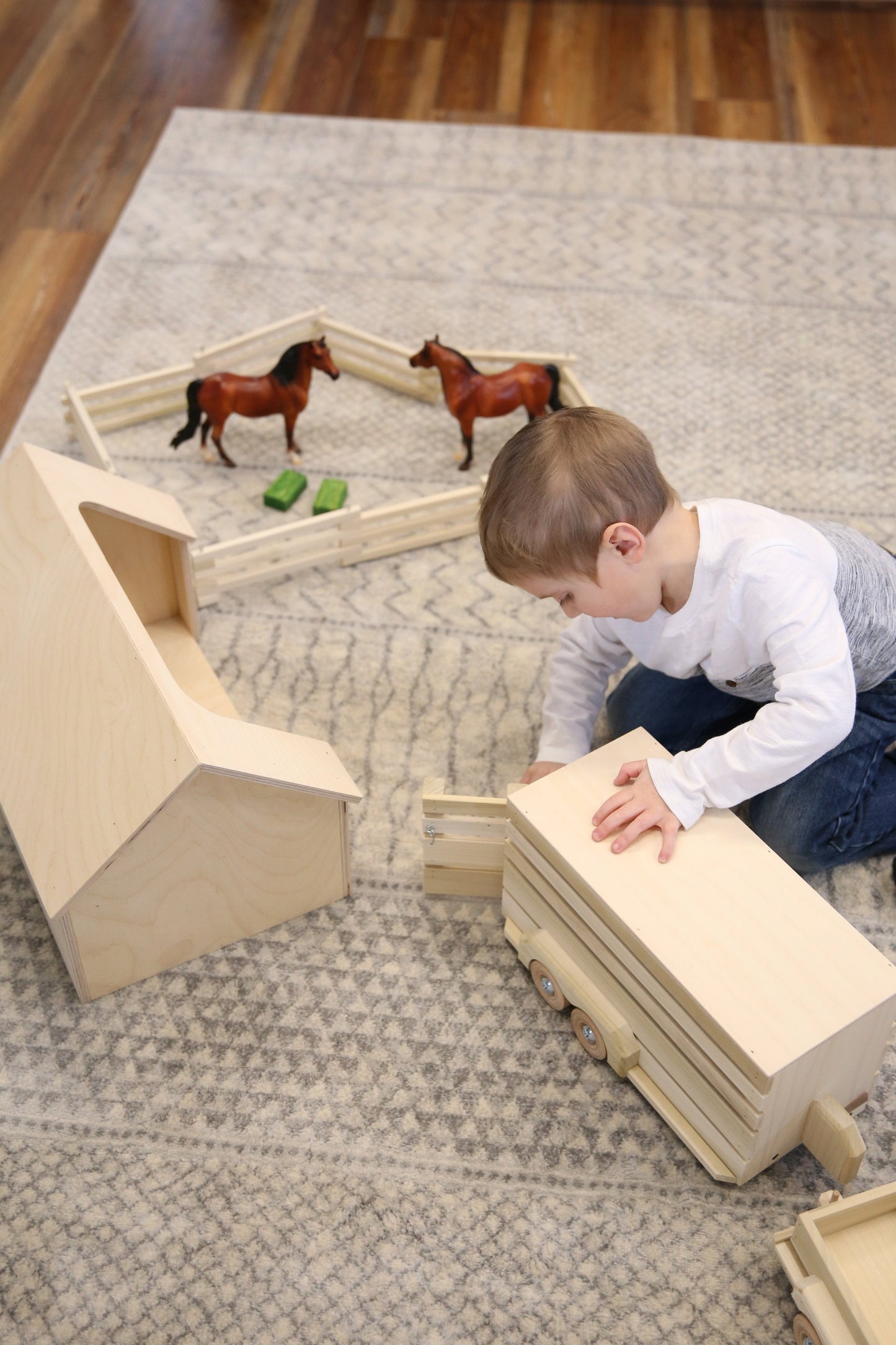 Wooden Amish-Made Ranch Shed Barn Toy, Unfinished Wood