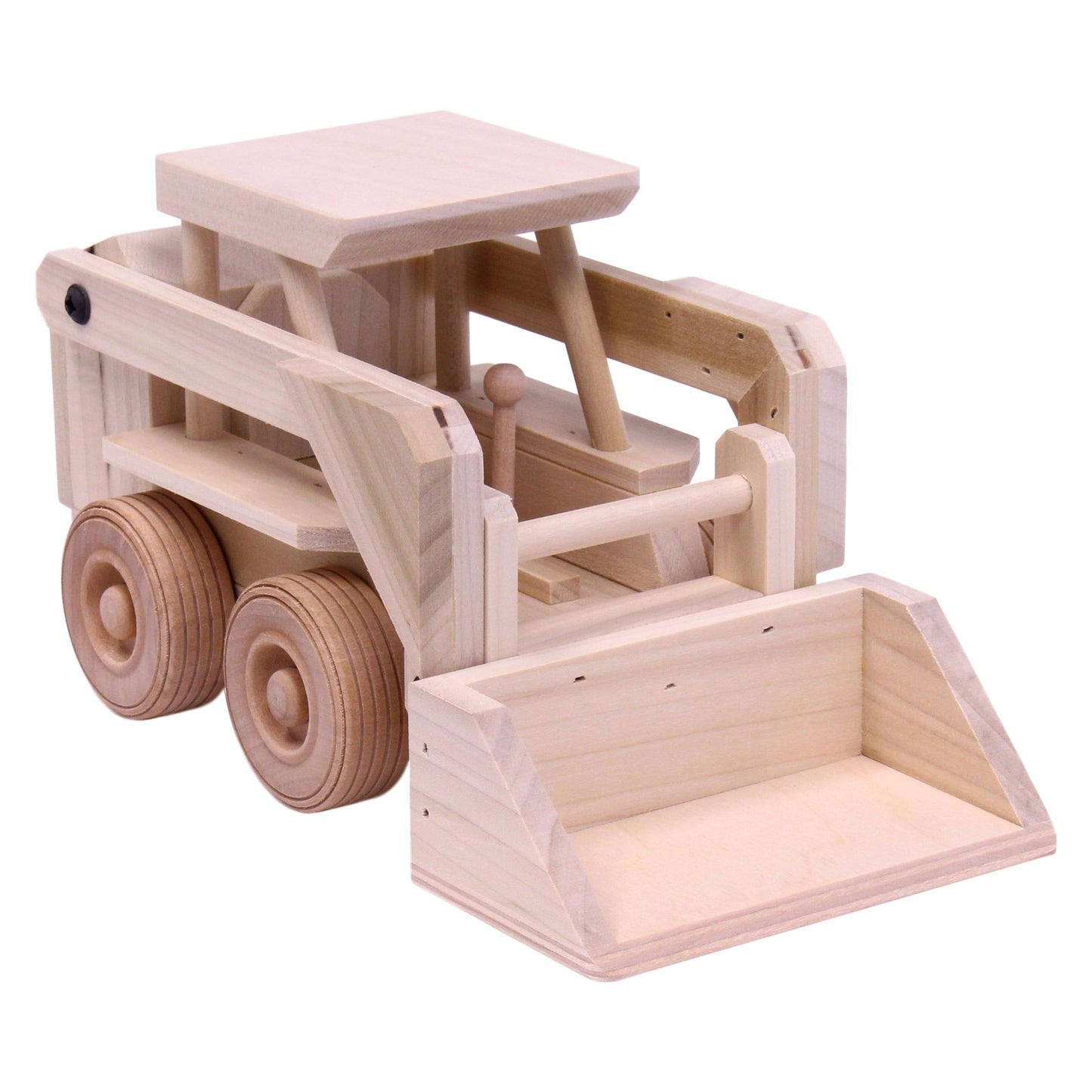 Amish-Made Wooden Skidloader Toy, Skid Steer with Movable Bucket