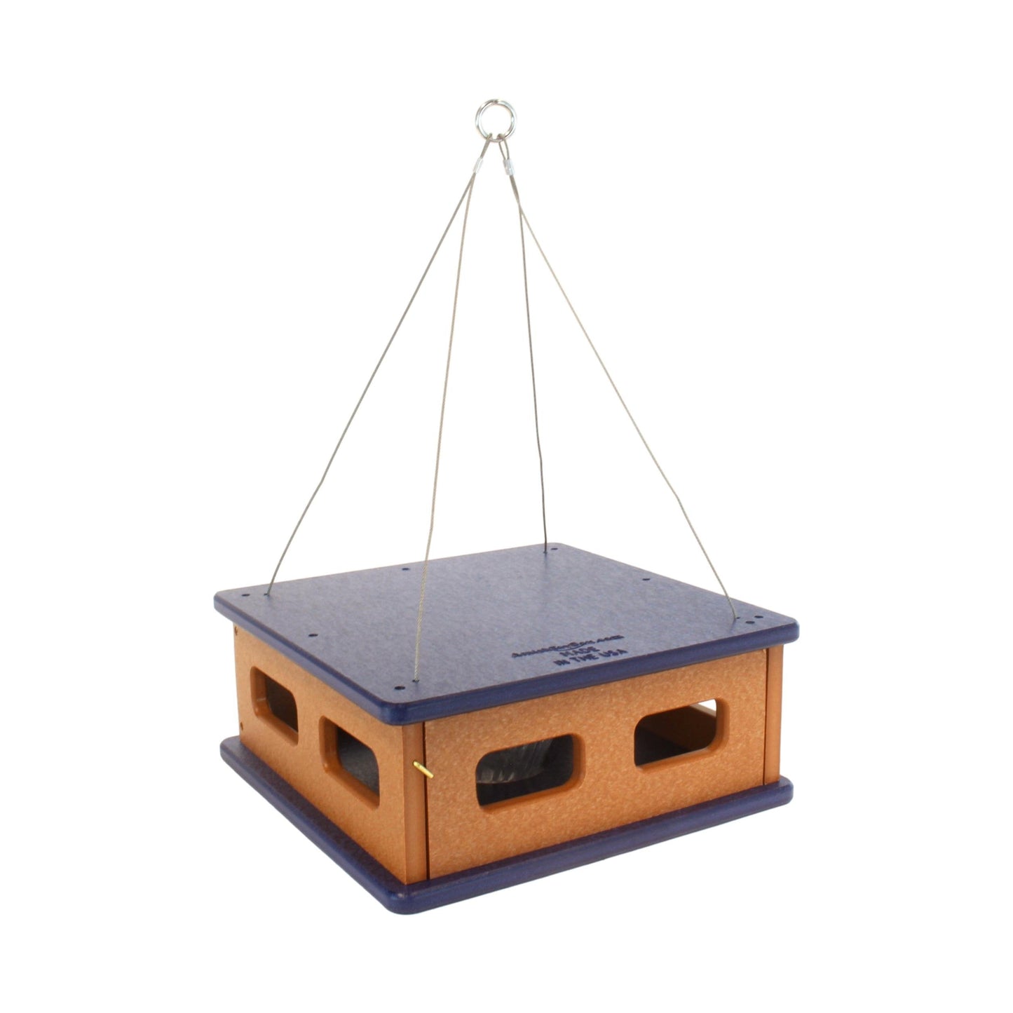 Bluebird Feeder - Hanging Block House Mealworm Feeder for Bluebirds - Amish-Made with Poly Lumber