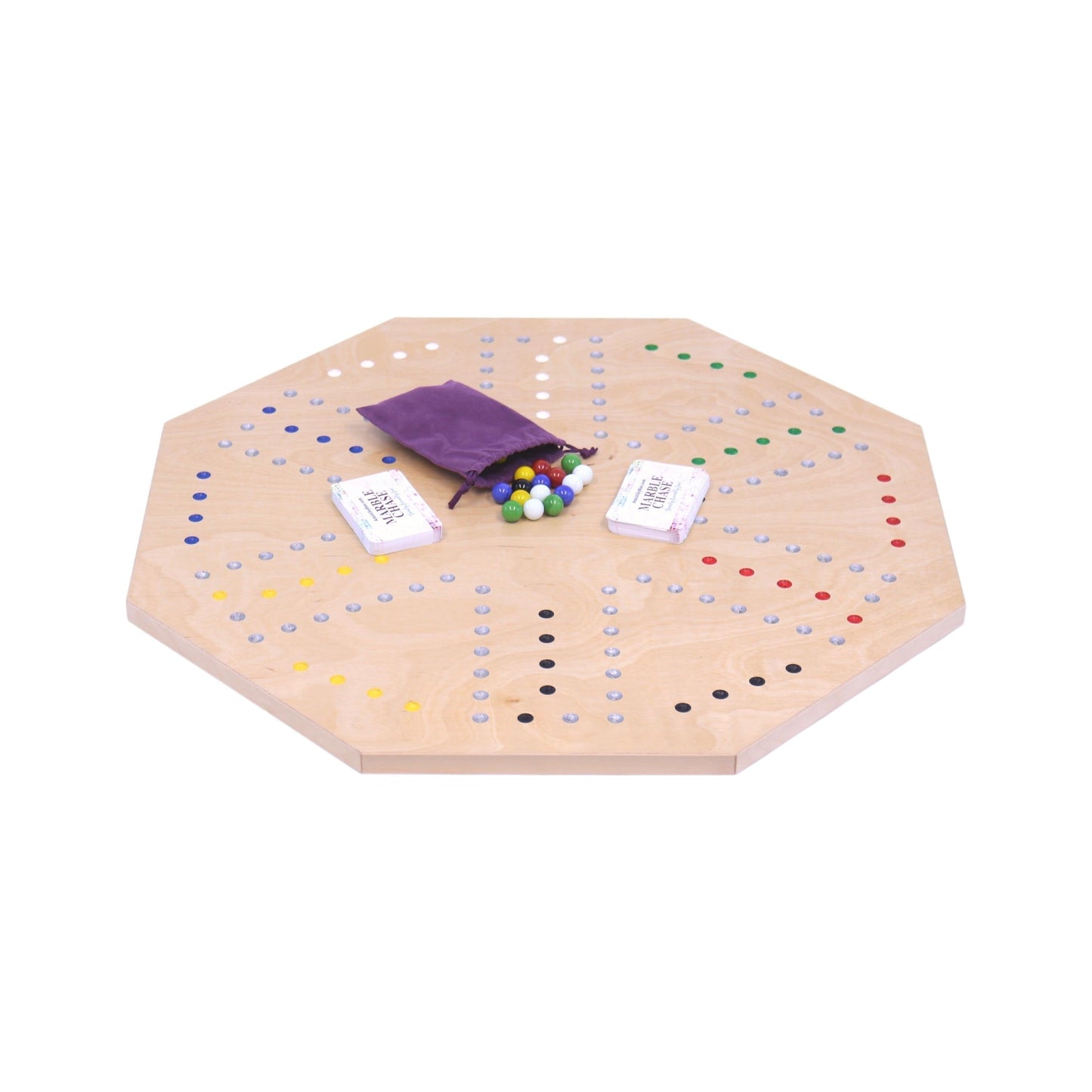 Wooden Marble Chase Game Set - Double-Sided 23" Wide Board