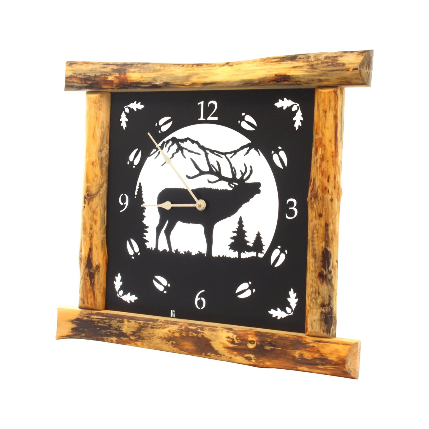 Large Rustic Wall Clock with 16" Analog Display, Background Lights and Wildlife Art